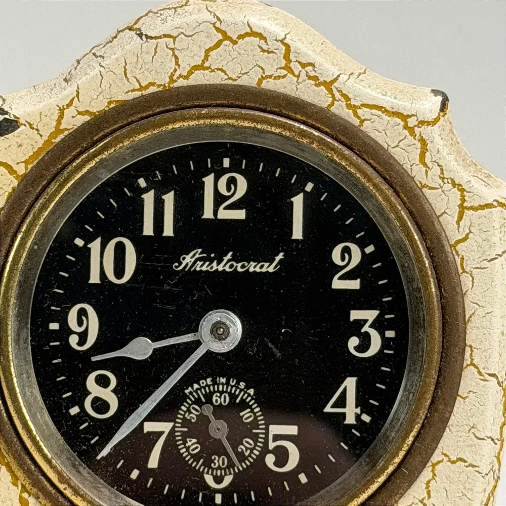 Vintage Aristocrat Small Desk Mantel Clock Brass Farmhouse Cottagecore‎ USA Made